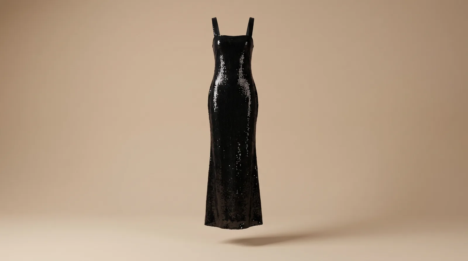 Vestido Brillo de Medianoche - vestido largo negro con lentejuela en renta en CDMX | Renta El Look
