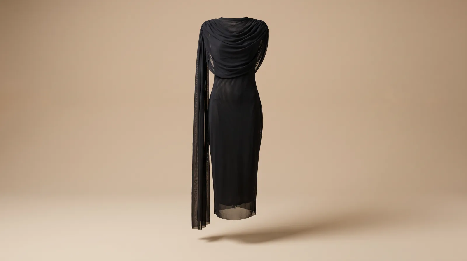 Vestido Eclipse Nocturno - vestido midi negro en renta en CDMX | Renta El Look
