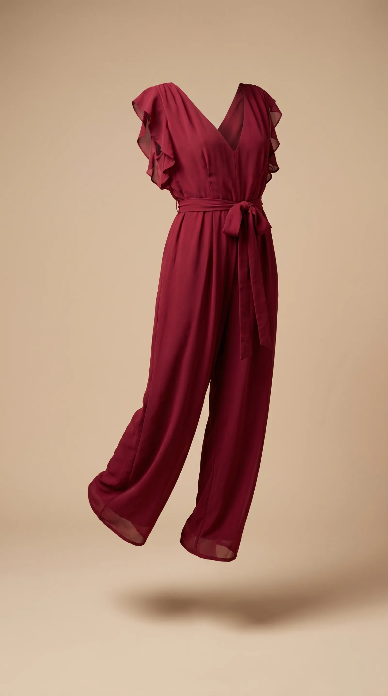 Detalle del vestido Moda Atemporal: escote en V pronunciado y crepé fluido