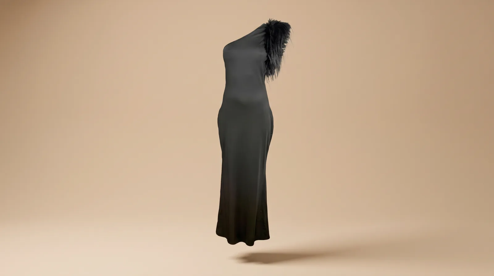 Vestido Plumas de Medianoche - vestido largo negro en renta en CDMX | Renta El Look